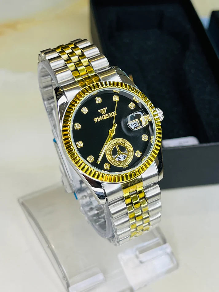 Fngeen Two Tone Black Watch For Her